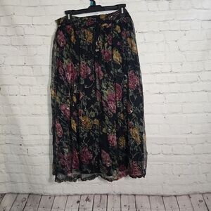 90s Sing & Smile Jingle Bell Tie Wist Skirt Moody Floral Whimsigoth Soft grunge